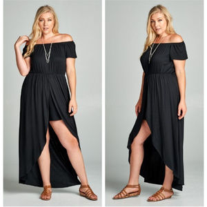 2 LEFT Plus Size Off Shoulder Romper Maxi